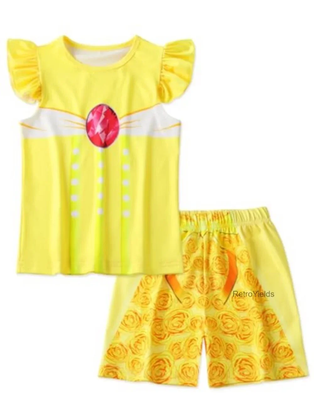 2PC Girls Pajama Set Milk Silk & Spandex Flutter Sleeve Sleepwear